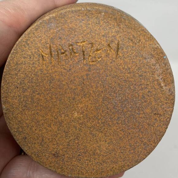 MARTZEN Art Pottery Flower Stoneware Minimalist Vase 5.5" Signed - Picture 7 of 9